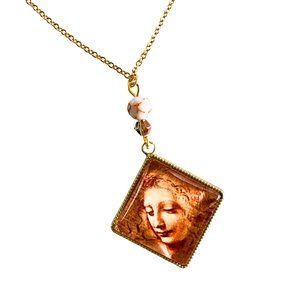 La Scapigliata Pendant Necklace, Leonardo Da Vinci Woman Face Handmade Jewelry